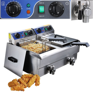 Commercial Electric 20l Deep Fryer W Timer And Drain Stainless Steel French Fry